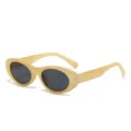 Modische ovale Sonnenbrille mit hellgelbem dickem Rahmen für Damen und Herren, stylische Brille. - Gelee Gelber Rahmen Graue Linse