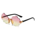 Cute cloud-shaped gradient sunglasses for kids, stylish outdoor eyewear for boys and girls. - Pink to Yellow Gradient