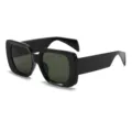 Occhiali da sole squadrati spessi da donna, montatura nera oversize con lenti scure anti-UV. - Montatura Nera Lente Verde