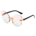 Kids fashion butterfly rimless sunglasses gradient lenses stylish UV protection eyewear items - Pink Blue Gradient