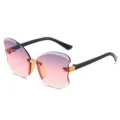 Kids gradient butterfly rimless sunglasses with black temples and metal bridge for stylish sunwear - Purple to Pink Gradient