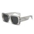 Chique oversized vierkante zonnebril voor dames, trendy doorschijnend grijze montuur. - Transparant Grijs Frame Grijze Lenzen