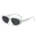 Weiße klobige ovale Sonnenbrille für Damen und Herren, stilvoller dicker UV-Schutz. - Weißer Rahmen Graue Gläser