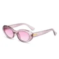 Gafas de sol ovaladas y elegantes con montura violeta transparente y lentes rosas. - Montura Morada Lentes Degradadas Moradas