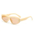 Modische Sonnenbrille mit dickem Gestell für Damen und Herren, stilvoller UV-Schutz im Sommer. - Beiger Rahmen Tee-Gläser