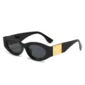 Retro koreanischer Stil kleiner Rahmen Katzenauge Sonnenbrille, schwarze Mode UV Schutz Brille. - Schwarzer Rahmen Graue Gläser