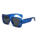 Grote vierkante zonnebril voor dames, blauw doorschijnend montuur voor stijlvolle zonnebescherming. - Blauw Frame Grijze Lens