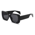 Zwarte vierkante zonnebril voor dames, hippe grote oversized stijl met UV bescherming. - Zwart Frame Grijze Lenzen