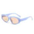 Hellblaue modische ovale Sonnenbrille für Damen und Herren, stilvolle Outdoor UV-Schutzbrille. - Gelee Blau Rahmen Braune Gläser