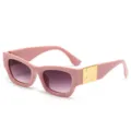 Modische rosa chunky quadratische Sonnenbrille mit Farbverlauf und goldenen Bügeldetails. - Taro Lila Rahmen Grauer Verlaufsglas