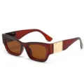 Modische quadratische Oversized-Sonnenbrille mit breiten Bügeln, braunem Rahmen und UV-Schutz. - Dunkelbrauner Rahmen Braune Gläser