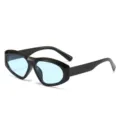 Modische dicke schwarze Sonnenbrille mit hellblauen Gläsern für Outdoor Sommer Sonnenschutz. - Schwarzer Rahmen Blaue Gläser