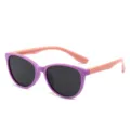 Kinder Sonnenbrille polarisiert Katzenauge UV Schutz rosa lila Gestell für Kleinkind - Lila Rahmen mit Rosa Bügeln