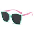 Occhiali da sole quadrati per bambini montatura verde menta e astine rosa per esterno. - Montatura Verde Stanghette Rosa