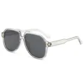 Trendy oversized clear frame sunglasses for men and women, stylish vintage aviator sunwear. - Translucent Grey Frame Grey Lens