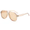 Stilisierte Oversize Pilotenbrille Damen Herren, helle transparente Sonnenbrille UV-Schutz. - Hellbrauner Rahmen Braune Gläser