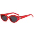 Rote ovale Cat-Eye Sonnenbrille für Damen Retro Y2K Dopamin Stil UV-Schutz Sonnenbrille - Roter Rahmen Graue Gläser
