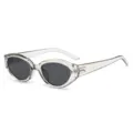 Modische Y2K ovale Sonnenbrille für Damen, klares graues Gestell Retro UV400 Schutz. - Transparent Grau Rahmen Graue Linse