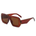 Große quadratische Sonnenbrille für Damen, dicker Rahmen UV-Schutz Brille für den Sommer Streetstyle. - Dunkelbrauner Rahmen Braune Gläser