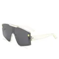 Modelli di occhiali da sole shield oversize per uomo e donna con forte protezione UV. - Montatura Bianco Trasparente Lente Grigia
