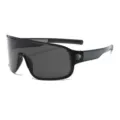 Black shield sports cycling sunglasses, large frame outdoor fashion sunglasses for men women. - Black and Gray