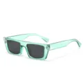 Transparente grüne quadratische Sonnenbrille Retro Hip Hop Brille Damen Herren UV Schutz - Durchscheinender grüner Rahmen Graues Glas