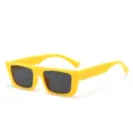 Retro klobige rechteckige Sonnenbrille für Damen und Herren, trendige gelbe Hip-Hop-Brille. - Gelber Rahmen Graue Gläser