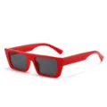 Rote quadratische Retro Sonnenbrille für Damen und Herren UV Schutz Brille - Roter Rahmen Graue Gläser