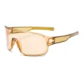Amber shield sports sunglasses, outdoor cycling windproof oversized fashion glasses variant. - Brown