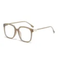 Moderna montatura per occhiali quadrata grande marrone chiaro, versatile e alla moda. - Montatura Grigio Gelatina Lenti Anti Luce Blu