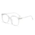 Occhiali trasparenti con montatura quadrata grande e dettagli metallici eleganti per stile. - Montatura Trasparente Lenti Anti Luce Blu