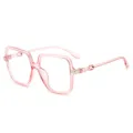 Pink transparent square blue light blocking glasses, fashion big frame clear glasses - Transparent Pink