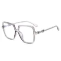 Trendy transparent grey square frame anti-blue light flat optical glasses for daily wear. - Transparent Grey