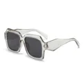 Grosse quadratische Sonnenbrille fuer Damen Herren, transparenter grauer Rahmen UV Schutz. - Durchscheinender grauer Rahmen Graues Glas