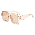 Große quadratische Sonnenbrille Damen Herren, transparente hellbraune Fassung UV-Schutz. - Hellbrauner Rahmen Braune Gläser