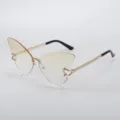 Trendy butterfly rimless sunglasses with gradient lenses, exaggerated oversized street style. - Gradient Yellow