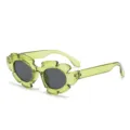 Kids Green Flower Sunglasses Cute Transparent Frame Fashion Sun Glasses For Boys Girls - Transparent Green Frame Gray Lens