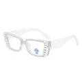 Transparente Strass Quadratische Blaulichtfilter Brille Vintage Party Mode Brille Damen - Transparenter Rahmen Blaulichtfilter Linsen
