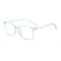 Transparent square blue light blocking glasses fashion minimalist clear frame eyewear for daily wear - Blue