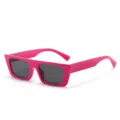 Modische pinke Flat-Top Sonnenbrille mit quadratischem Rahmen fuer Damen und Herren - Rosarot Rahmen Graue Gläser