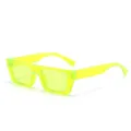 Neon gelbe transparente flache Top quadratische Sonnenbrille, Retro Hip Hop Brille Damen Herren. - Fluoreszierendes Grün