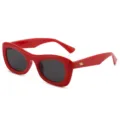 Rote ovale Sonnenbrille für Damen und Herren trendige Vintage UV Schutz Sonnenbrille - Roter Rahmen Graue Gläser