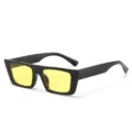 Retro quadratische Sonnenbrille für Damen und Herren, Vintage Hip Hop Stil schwarzer Rahmen. - Schwarzer Rahmen Gelbe Gläser
