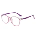 Transparante roze blauwlichtfilter bril voor kinderen, trendy ronde optische bril hoofdaanzicht. - Transparant Paars