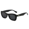 Klobige ovale schwarze Sonnenbrille fur Damen und Herren, retro trendiger UV400 Schutz. - Schwarzer Rahmen Schwarz Graue Gläser