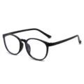Modieuze zwarte ronde blauwlichtfilter bril montuur voor heren en dames met groot design. - Zwart Frame Zwarte Poot