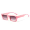 Rosa vintage quadratische Sonnenbrille für Damen und Herren, trendige flache Brillen Variante. - Gelee Rosa Rahmen Doppelt Graue Linse