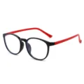 Kinderen blauwlichtfilter bril met zwart rond montuur en rode pootjes voor dagelijks gebruik. - Zwart Frame Rood Pootje