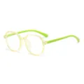 Süße Kinder Blaulichtfilter Brille mit transparentem gelbem Rahmen und grünen Bügeln. - Lichtgrün