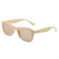 Beige klobige ovale Sonnenbrille für Damen und Herren, retro Vintage Stil Sonnenbrillen Modell. - Cremeweißer Rahmen / Teebraune Gläser